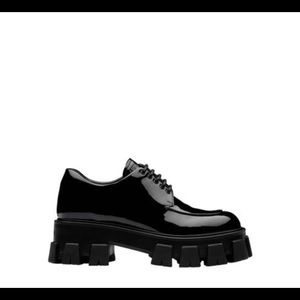Prada monolith patent leather derby, 38 black